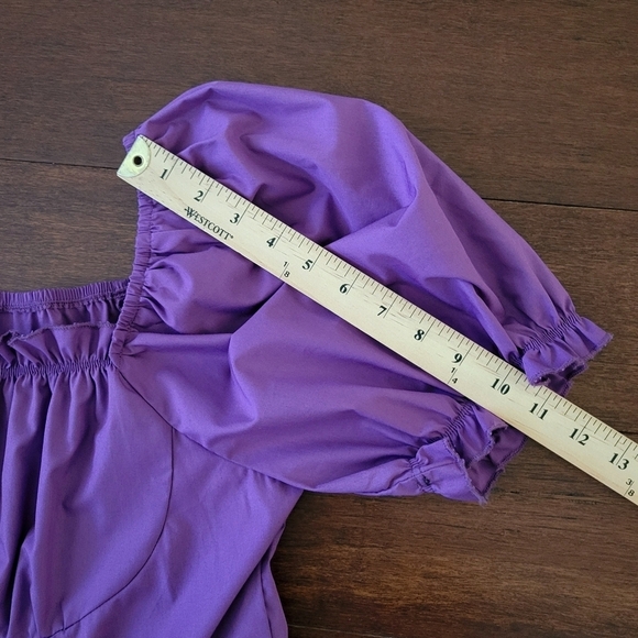 Shein Curve Women's Purple Short Sleeve Milkmaid Dress w/ Lace Trim Size 2XL - Picture 9 of 9